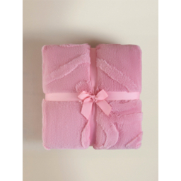 Pink Jacquard Bow Fur Throw