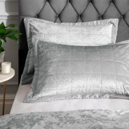 Catherine Lansfield Silver Crushed Velvet Pillow sham Pair