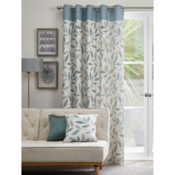 Fusion Beechwood 100% Cotton Pair of Eyelet Curtains in Duck Egg