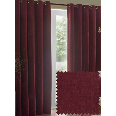 Yard Wine Heavy Chenille Lined Velvet Eyelet Curtains