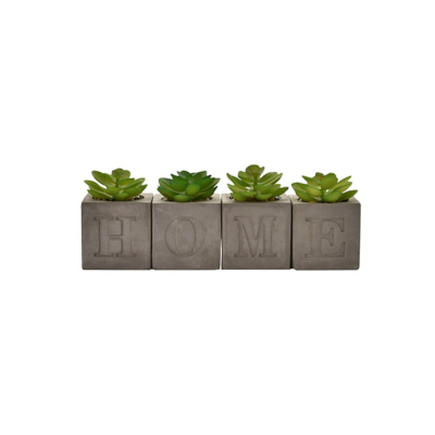 Hestia Set of 4 Faux Plants in a Cement Pot
