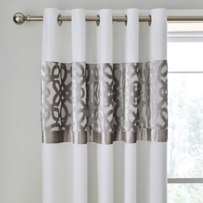 Catherine Lansfield Natural Lattice Cut Eyelet Curtains