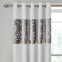 Catherine Lansfield Natural Lattice Cut Eyelet Curtains