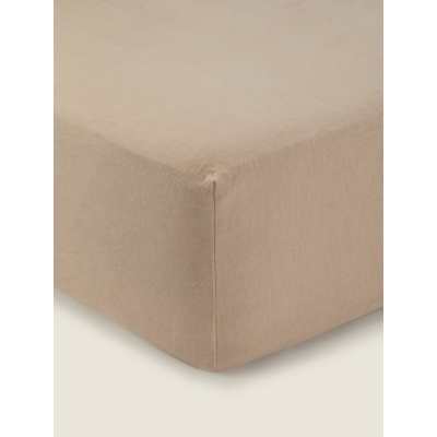 Natural Brushed Cotton Plain Fitted Sheet