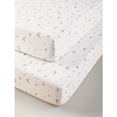 Kids Moon and Stars Fitted Sheets - Set of 2