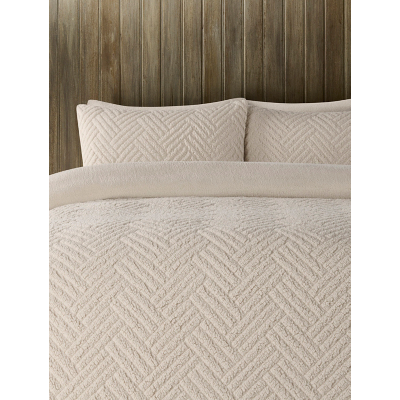 Natural Herringbone Teddy Duvet Set