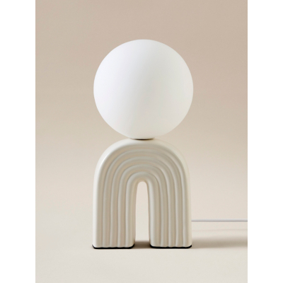 Cream Ceramic Arch Table Lamp With Oval Shade