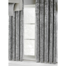 Paoletti Verona Silver Crushed Velvet Eyelet Curtain