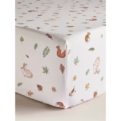 Natural Woodland Friends Fitted Sheet