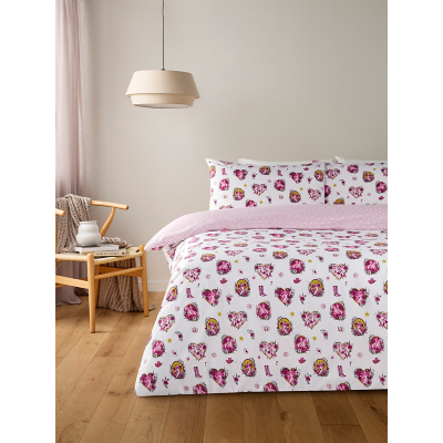 Cream & Pink Cowgirl Cameo Reversible Duvet Set