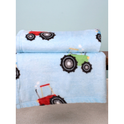 Bedlam Farmyard Friends Kids Fleece Throw in Blue - 120cm x 150cm