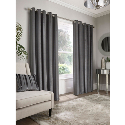 Appletree Conrad Slate Grey Velvet Jacquard Eyelet Curtains
