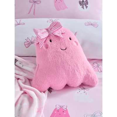 Pink Bow Ghost-Shaped Cushion