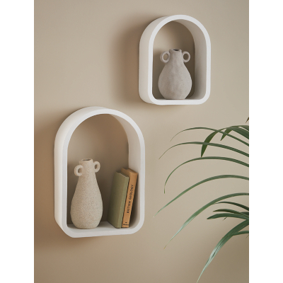 White Scallop Wall Shelf - Set of 2