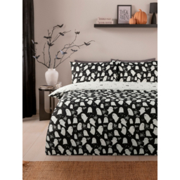 Black & White Sketchy Ghosts Reversible Duvet Set