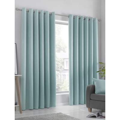 Fusion Strata Thermal Dim-Out Eyelet Curtains in Duck Egg