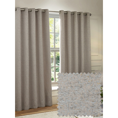 Paoletti Silver Galaxy Lined Chenille Eyelet Curtains