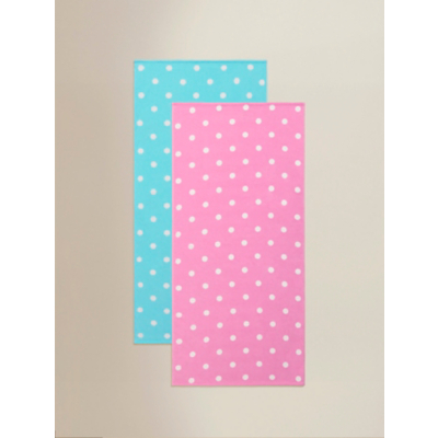Pink & Blue Spot Print Cotton Beach Towels - Set of 2