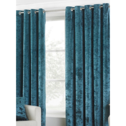 Paoletti Verona Teal Crushed Velvet Eyelet Curtain