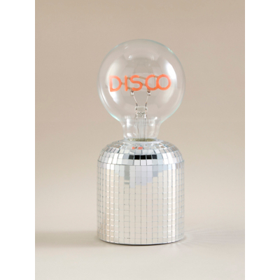 Silver-Tone Metal Bulb Disco Table Lamp