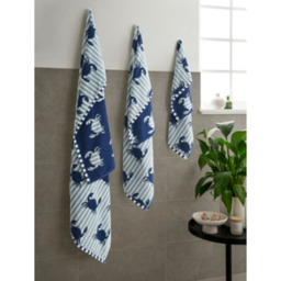Navy Striped Crab Towel Range