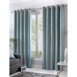 Fusion Sorbonne 100% Cotton Pair of Eyelet Curtains in Duck Egg