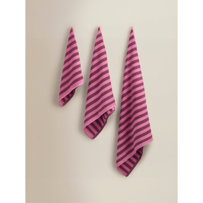Pink Double Sided Stripe Cotton Towel Range