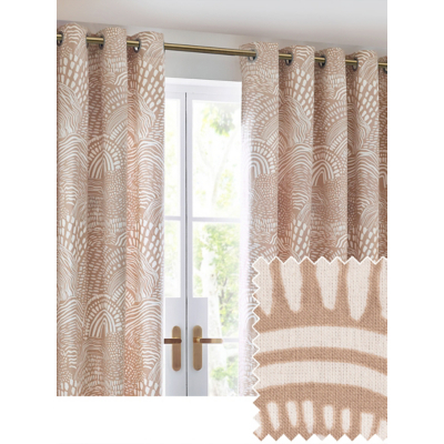 Hoem Beige Nola Abstract Eyelet Curtain