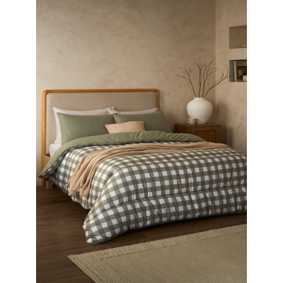 Night Lark Olive Gingham 10.5 Tog Coverless Duvet Set