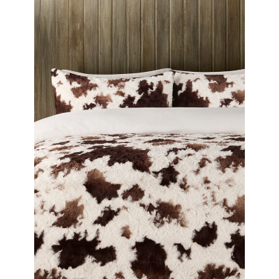 Cow Print Textured Faux Fur Super Snuggly Duvet Set