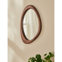 Natural Brown Organic-Shape Wood Frame Mirror