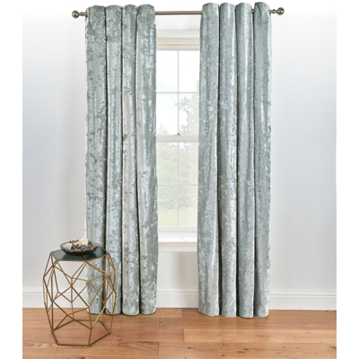 Grey Crushed Velvet Eyelet Curtains