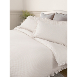 Natural & White Stacey Solomon Gingham Frill Cotton Duvet Set