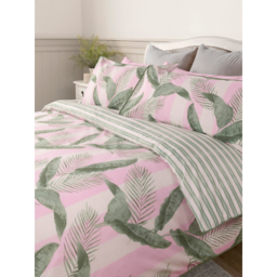 Stacey Solomon Pink & Green Palm Stripe Cotton Duvet Set