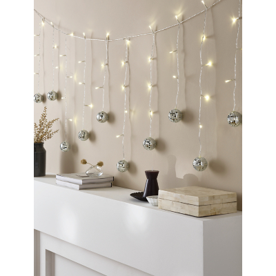 Silver-Tone Disco Ball String Lights
