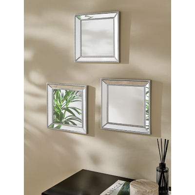Silver Beaded Mirror - Set of 3