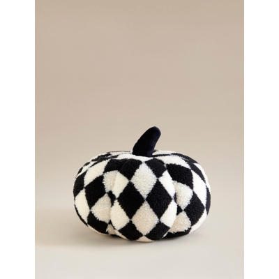 Black & White Harlequin-Shaped Pumpkin Cushion
