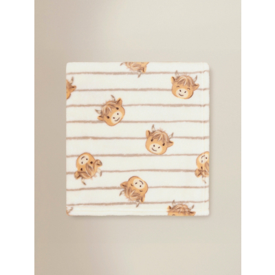 Natural Highland Cow Fleece Blanket - 70 x 100 cm