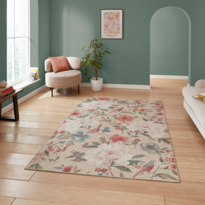 Catherine Lansfield Natural Pipa Floral Rug