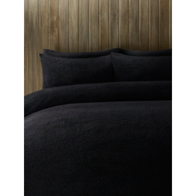 Black Plain Teddy Finish Duvet Set