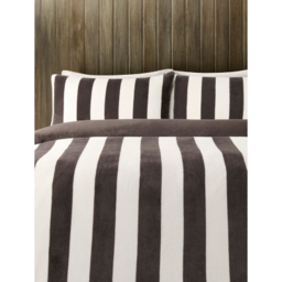 Brown & Cream Super-Soft Stripe Fleece Duvet Set