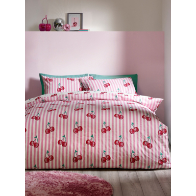 Catherine Lansfield Disco Cherries Stripe Duvet Set