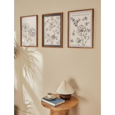 Navy Floral A3 Framed Print - Set of 3