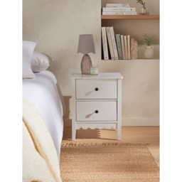White Scalloped Wooden Bedside Table