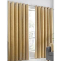 Fusion Strata Thermal Dim-Out Eyelet Curtains in Ochre