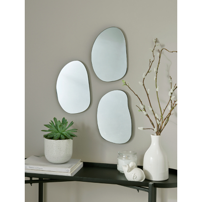 Clear Pebble-Shaped Mirror - Set of 3