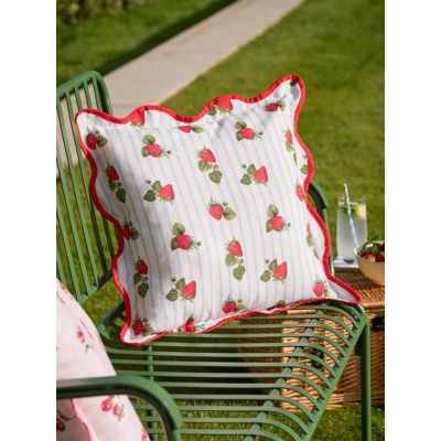 Furn Fruits Strawberries Striped Outdoor Cushion