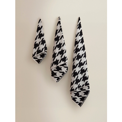 Monochrome Houndstooth Cotton Towel Range
