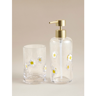 Daisy Bubble Glass Soap Dispenser & Tumbler Set