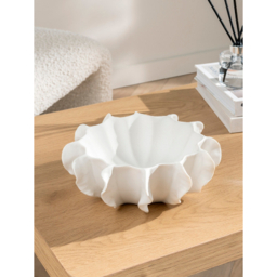 White Ruffled Decorative Bowl